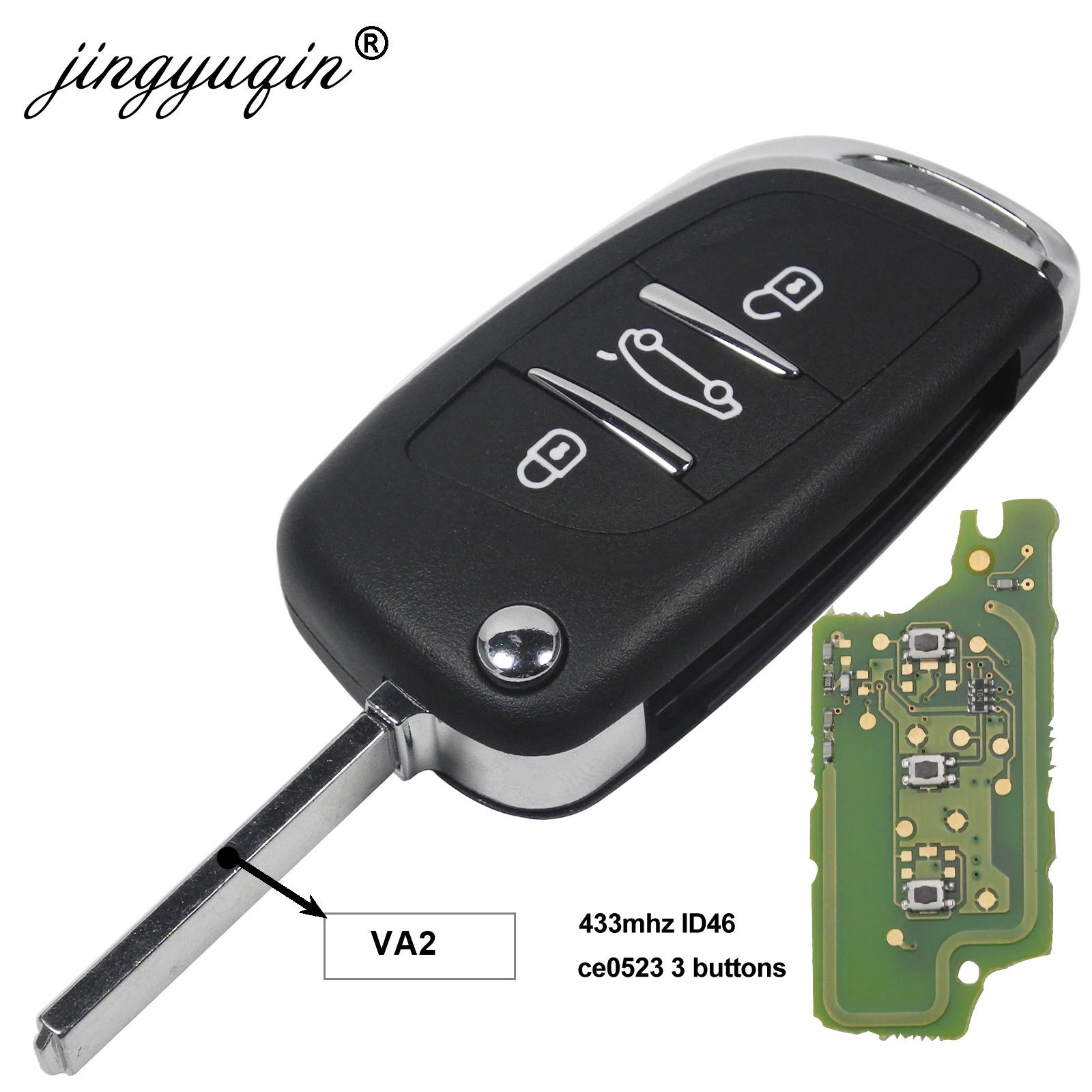 Jingyuqin 5X CE0523 2/3 BT 433Mhz Filp удаленный Автомобильный ключ для peugeot 306 407 807 Partner ASK/FSK ID46 чип VA2/Hu83 модифицированный Fob