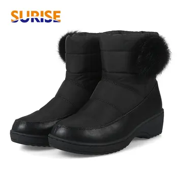 

2018 Winter Women Down Snow Boots Thick Platform Wedge Heel Round Toe Waterproof Warm Plush Ladies Short Ankle Boots Big Size 44