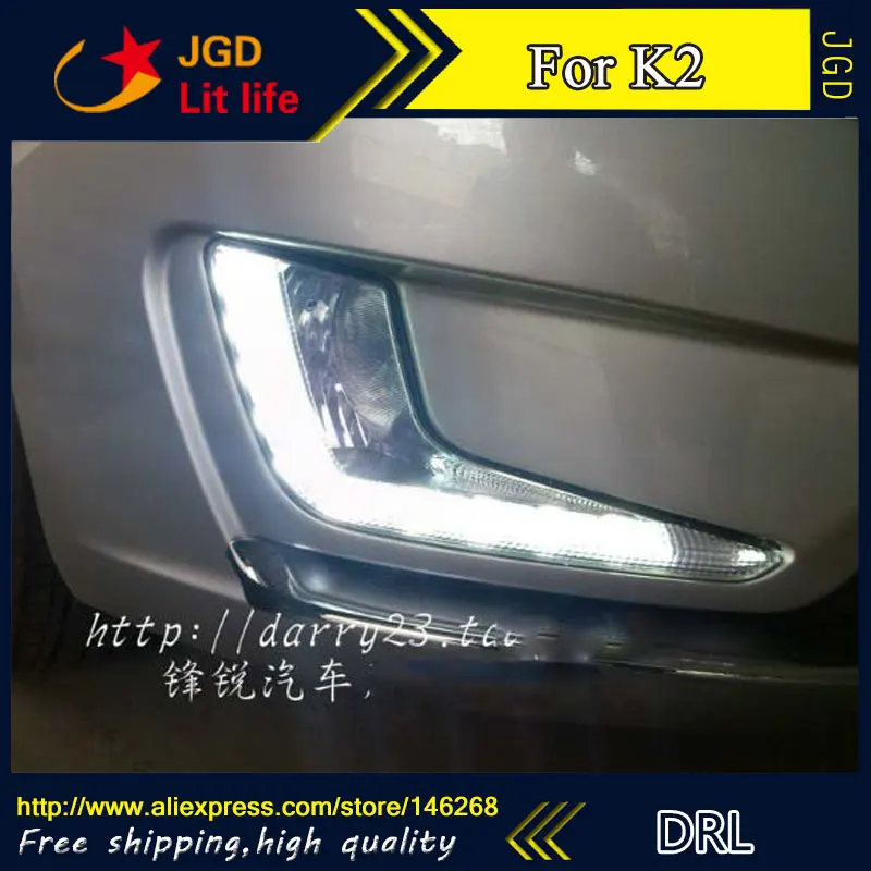 Бесплатная доставка ! 12В 6000K СИД DRL дневного света для Kia K2 2011 до противотуманная фара стайлинга автомобилей Бесплатная доставка ! 12В 6000K СИД DRL дневного света для Kia K2 2011 до противотуманная фара стайлинга автомобилей