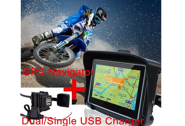 

2017 gps motorcycle 4.3 inch waterproof motorcycle gps navigation holder map installed bluetooth 8gb touch screen +USB charger