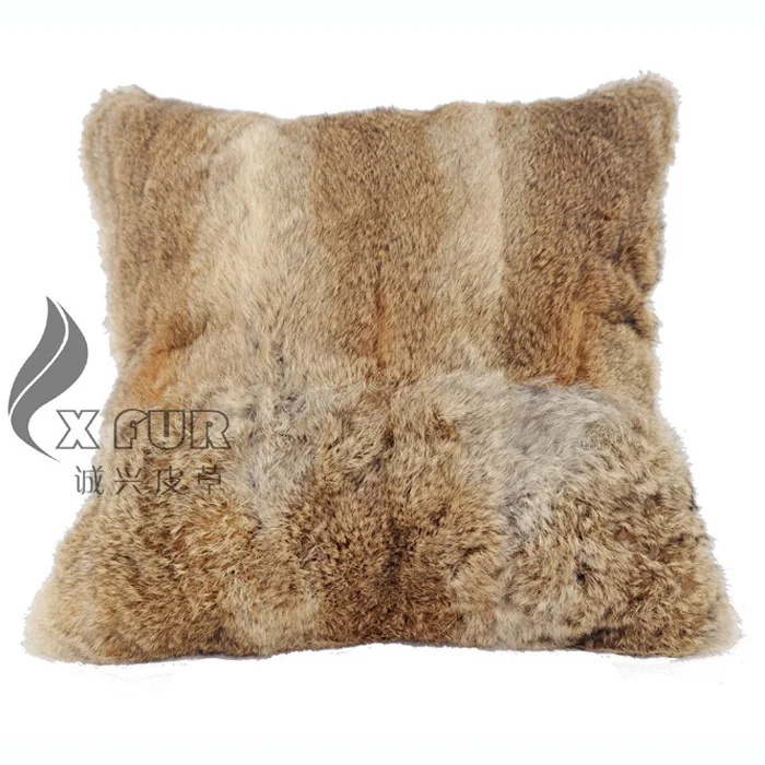 CX-D-07, квадратные оригинальные меховые подушки с кроличьим мехом, чехол для диванной подушки, наволочка черного цвета - Цвет: natural brown