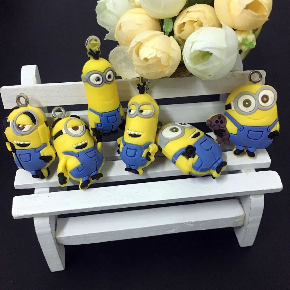 

50pcs/lot pvc yellow minion pedent action figures toy random mixed