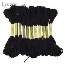 12 pçs preto ponto cruz bordado linha diy artesanal costura artesanato acessórios