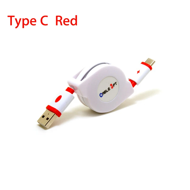 2 м 3 м usb type C выдвижной кабель для xiaomi 8 9 se max mix 3 2s cc9 redmi note 7 k20 pro pocophone F1 A2 зарядный кабель для телефона - Цвет: Red Type C cable