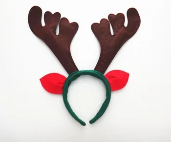 

Deer antlers headband antlers Christmas horn headband with ears Christmas headwear reindeer antlers jingle bells hairband 100pcs