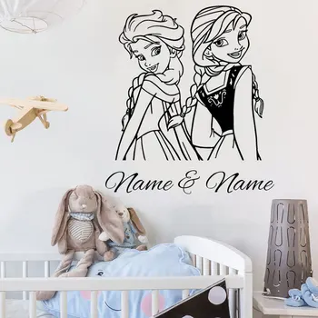 

Personalized Sisters Girls Name & Name Elsa Anna Frozen Princess Wall Sticker Vinyl Home Decor Nursery Kids Room Decal 3N34
