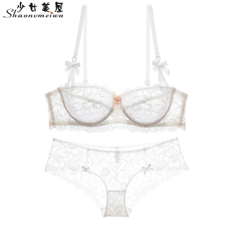 Beste Shaonvmeiwu Herfst en winter dames sexy kant ultra dunne ondergoed beha set Franse beha geen spons comfortabel ademend