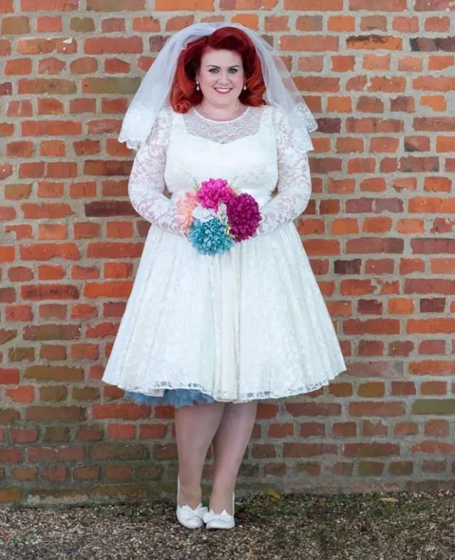 plus size tea length bridal gowns