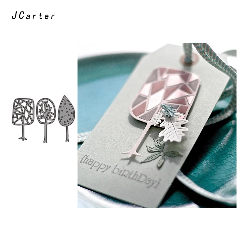

JC Metal Cutting Dies for Scrapbooking Happy Birthday 3pcs Leaf Dies Cut Craft Stencil Handmade Paper Card Make Model Decoration
