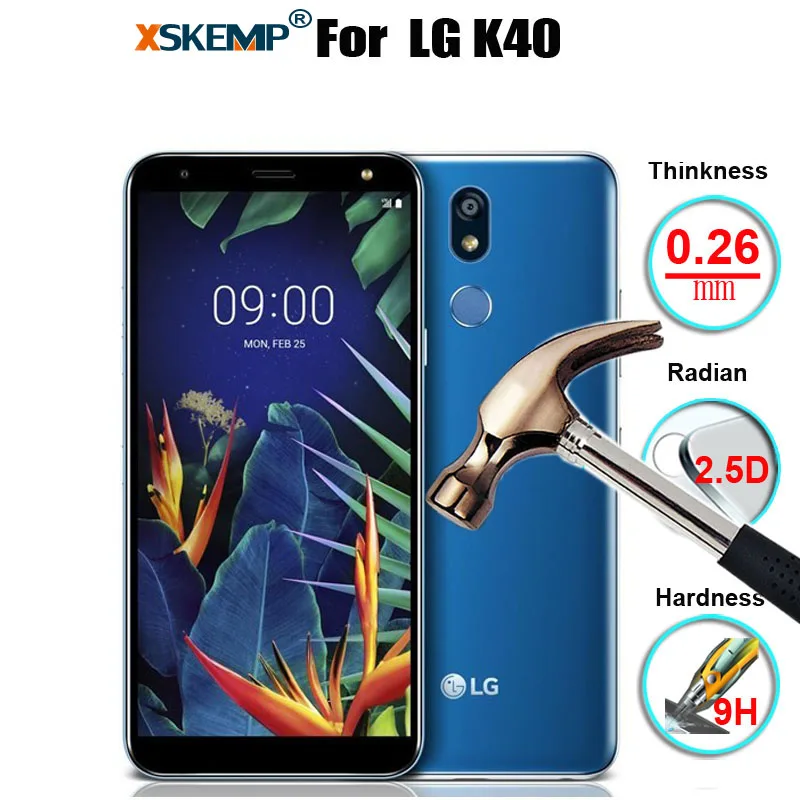 

XSKEMP 2.5D 9H Screen Protector For LG K40 Tempered Glass Screen Protector HD Protective Film Explosion proof Anti-Scratch Cover