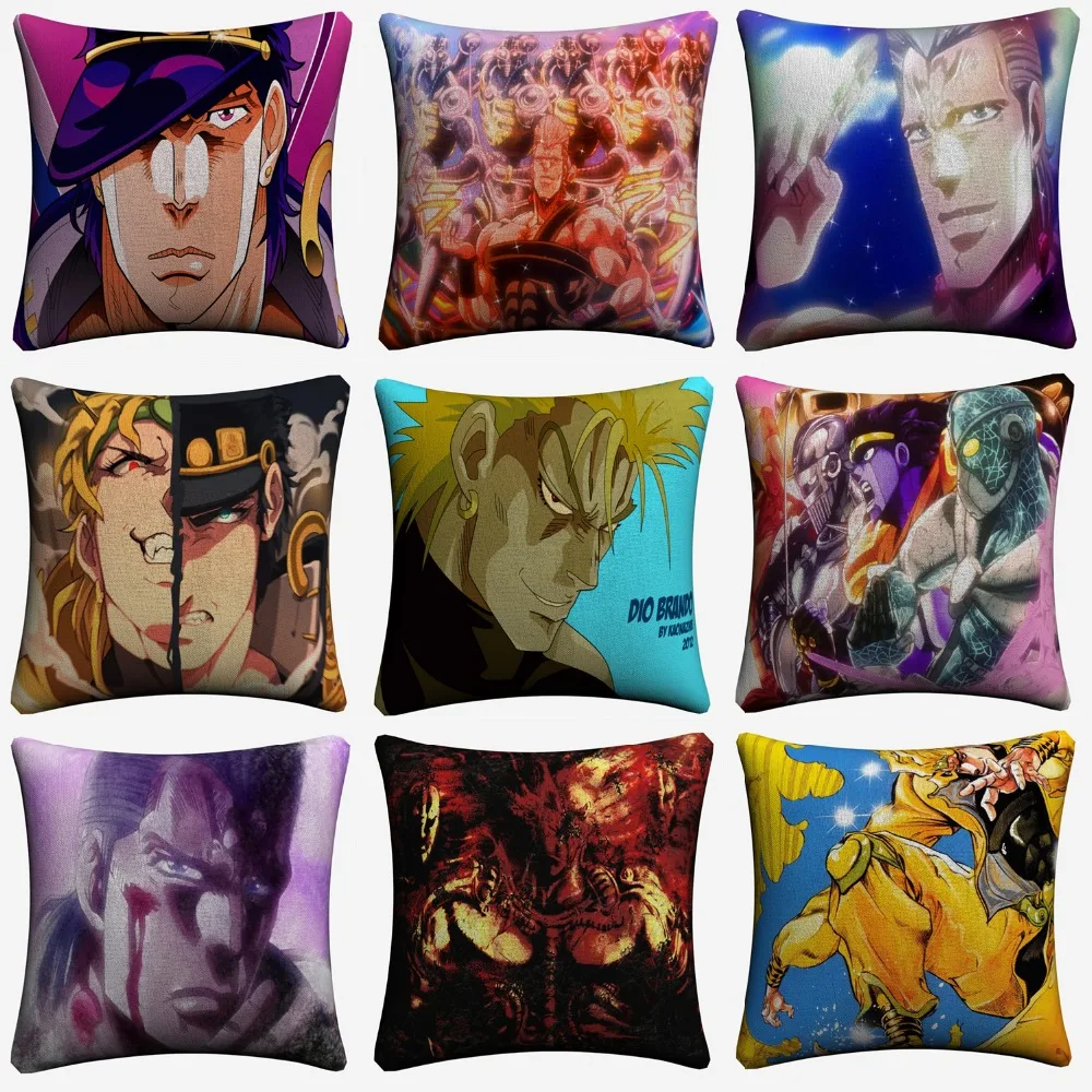 Dio Brando Jojo Anime Figure Decorative Linen Cushion Cover For Sofa
