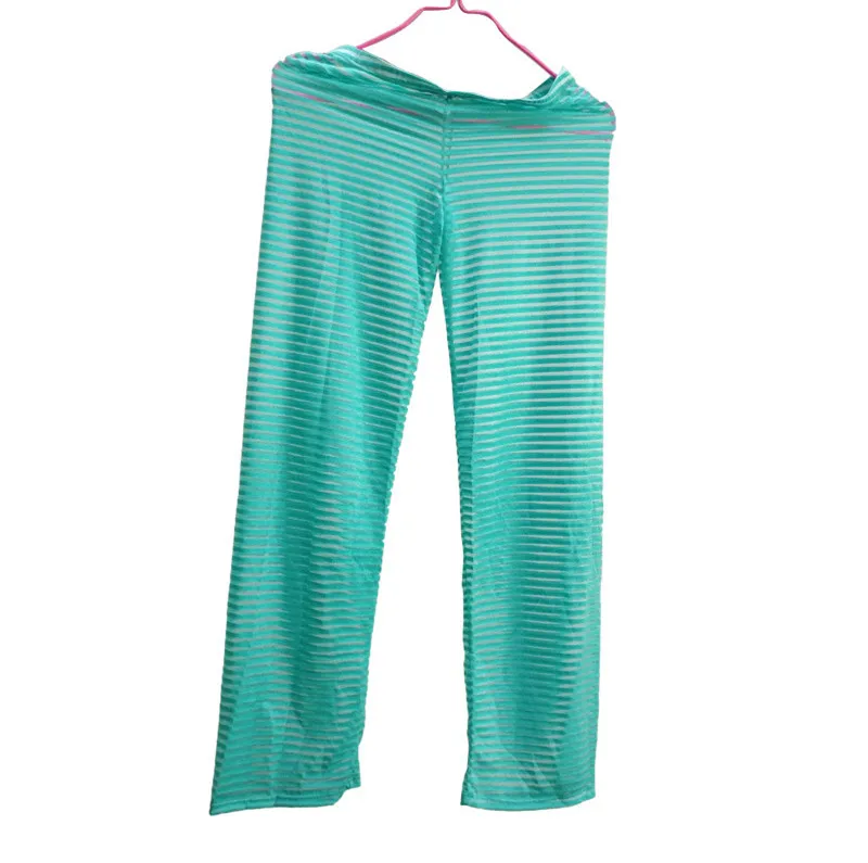 Мужские сексуальные Полосатые прозрачные пижамные штаны, мужские прозрачные штаны, одежда для сна, мужские длинные брюки - Цвет: green