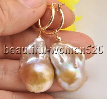 

Z8550 24mm Lavender BAROQUE DROP KESHI Reborn Pearl Dangle Earrings
