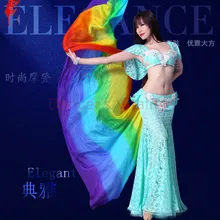 Танец живота одежда шелковый танец живота вуаль для женщин танец живота 2.6* 1.1 м вуаль девушки танец живота шоу реквизит Радуга вуаль