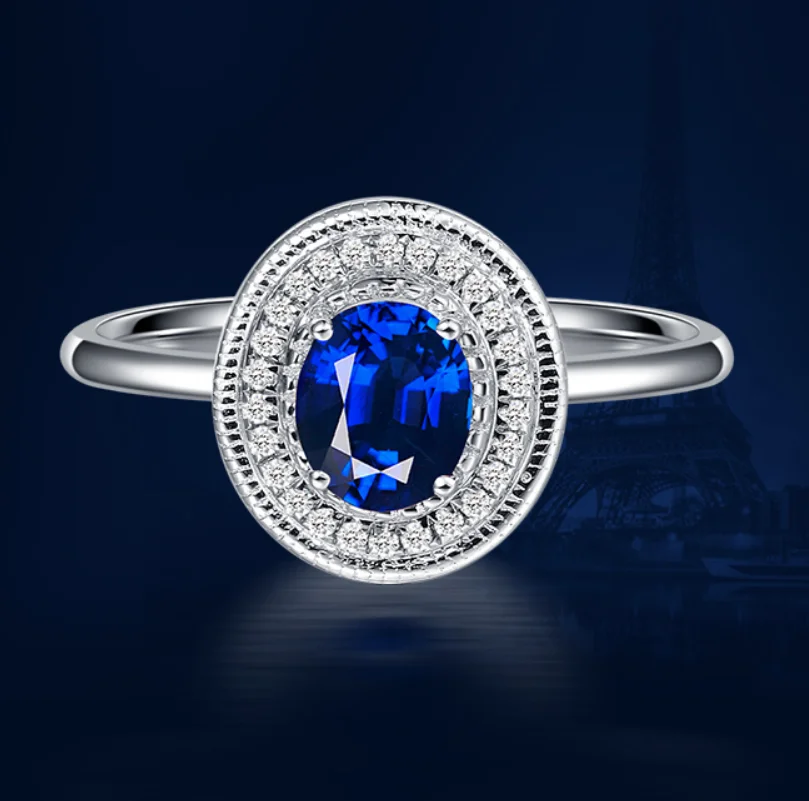 

0.7 carat pure 925 silver ring sapphire jewelry tanzanite man made diamant ring for women US size from 4.5 to 9 (LA)