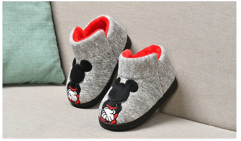 Disney mickey minnie inverno crianças algodão chinelo