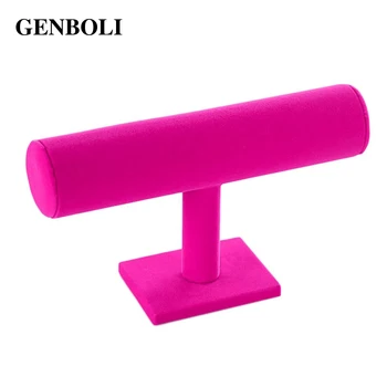 

GENBOLI Velvet T Bar Rack Watch Display Hair Bands Headband Bracelet Bangle Necklace Jewelry Showing Organizer Stand Holder
