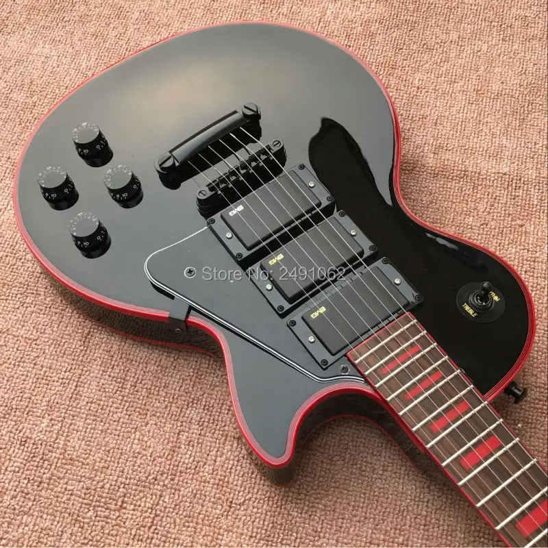 2018 New Electric Guitar Black Guitar Custom Red Edge, 3 Pickups, Black Hardware Custom shop Free Shipping 2018 New Electric Guitar Black Guitar Custom Red Edge, 3 Pickups, Black Hardware Custom shop Free Shipping