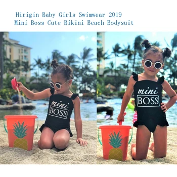 

Hirigin Cute Baby Girl Swimwear 2019 New Mini Boss One Piece Swimsuit Ruffles Beach Bathing Suit Beachwear 1-6T Girl Fits Swim