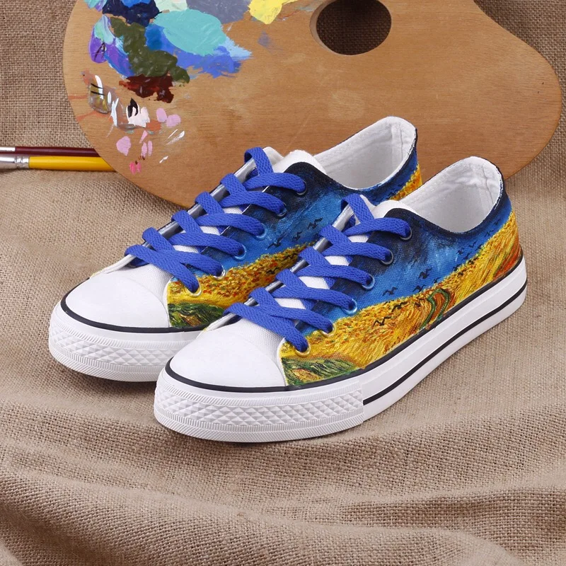 

Original Designers Low-Cut Hand-Painted Women Men Canvas Shoes Lace-Up Causal Spring Summer Sneakers Flats 2019 Skateboard