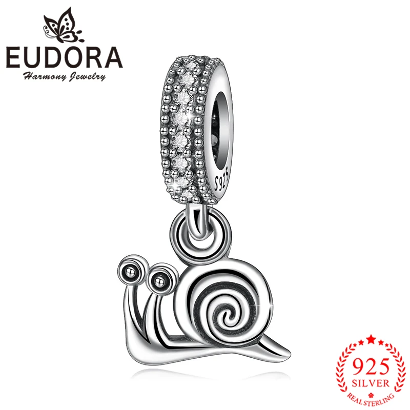 

Eudora Real 925 Sterling Silver Animal Snails Charm fit Women Girls Bracelets&Necklaces Fashion Jewelry Anniversary Gift 2019