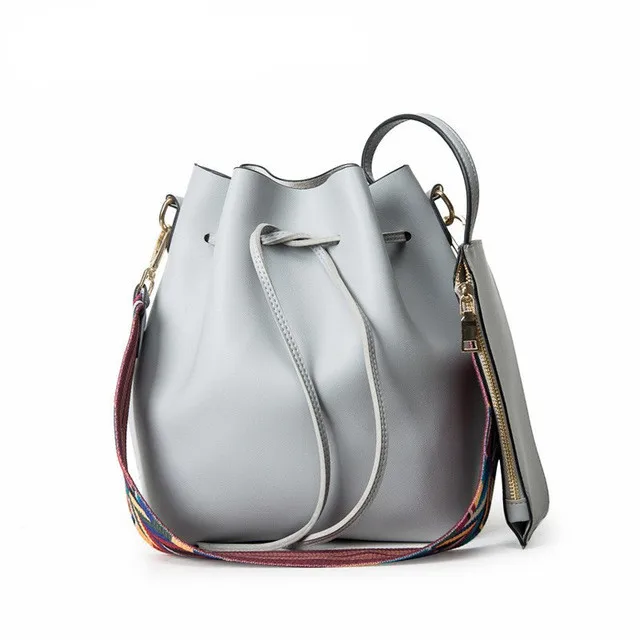 

famale Fashion Colorful Strap Bucket Bag Women Practical Pu Leather Shoulder Bag Ladies Crossbody Bag Practical High-capacity