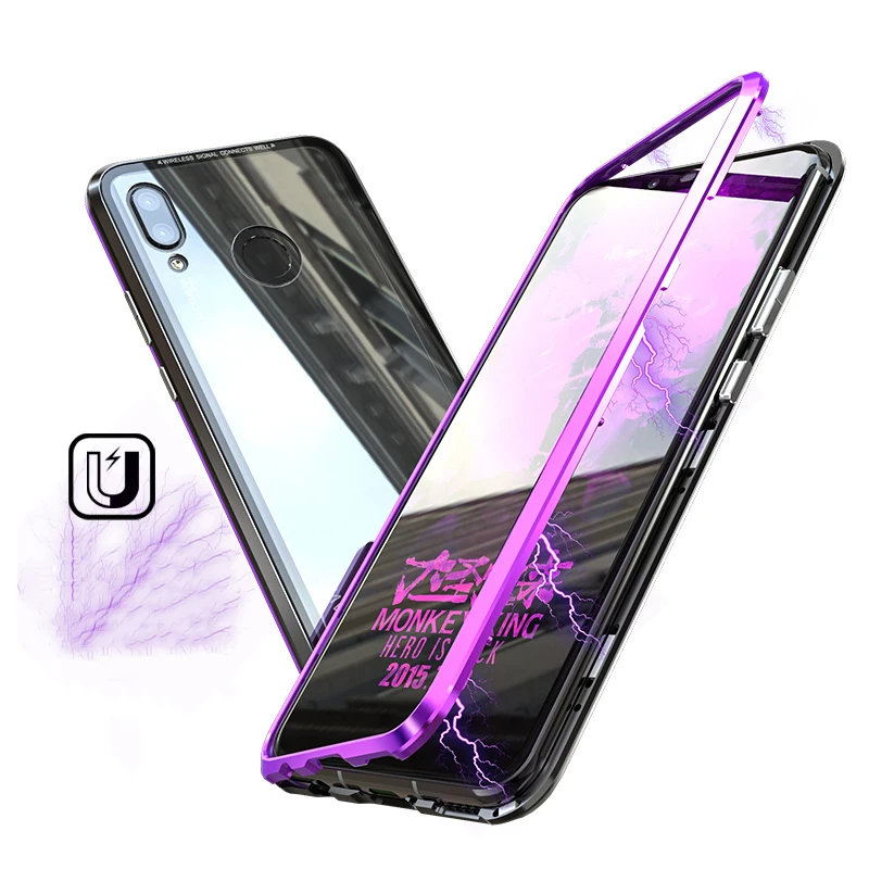For HUAWEI Nova 3i Magnetic Adsorption Metal Bumper Tempered Glass Back Cover Slim Hard Shockproof Phone Case 3 |