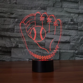 

3D Baseball Glove Catcher Pitcher Gloves Illusion Table Lamp left hand softball gloves Colorful LED Night Light for Home Decor