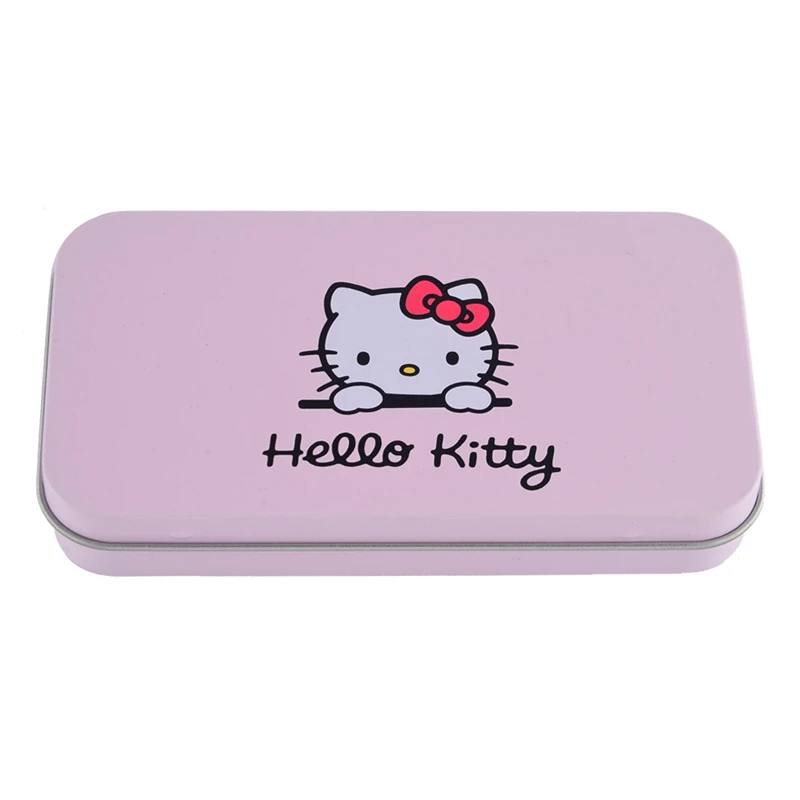 Hello kitty, 7 шт., набор кистей для макияжа, тени для век, пудра, Кисть для макияжа губ, косметика, набор инструментов для красоты с металлической коробкой