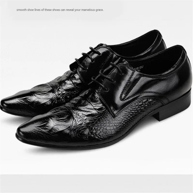 

Men's leather normal shoes men's alligator men's shoes pointed leisure British business leather fringed wedding shoes