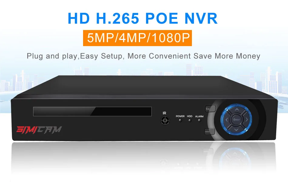 NVR POE CCTV рекордер H.265 H.264 4/8CH видео рекордер NVR безопасности POE ip-камера видеонаблюдения ONVIF 2MP/5MP сетевой видеорегистратор