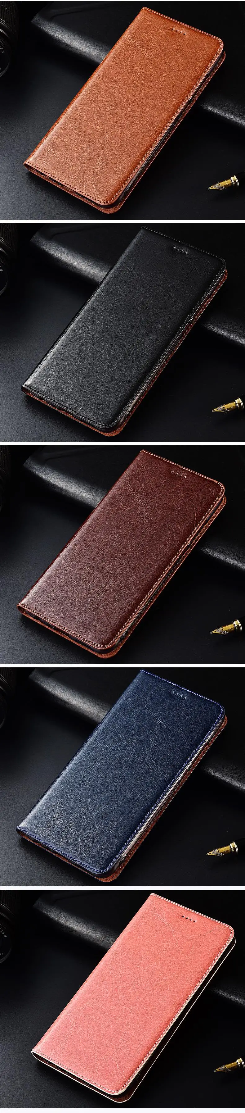 Genuine Cow Leather Case For Xiaomi Redmi Note 3 4 4X 5 5A 6 7 8 9 9S Pro 8T Magnetic Case Stand Flip Phone Cover xiaomi leather case cover
