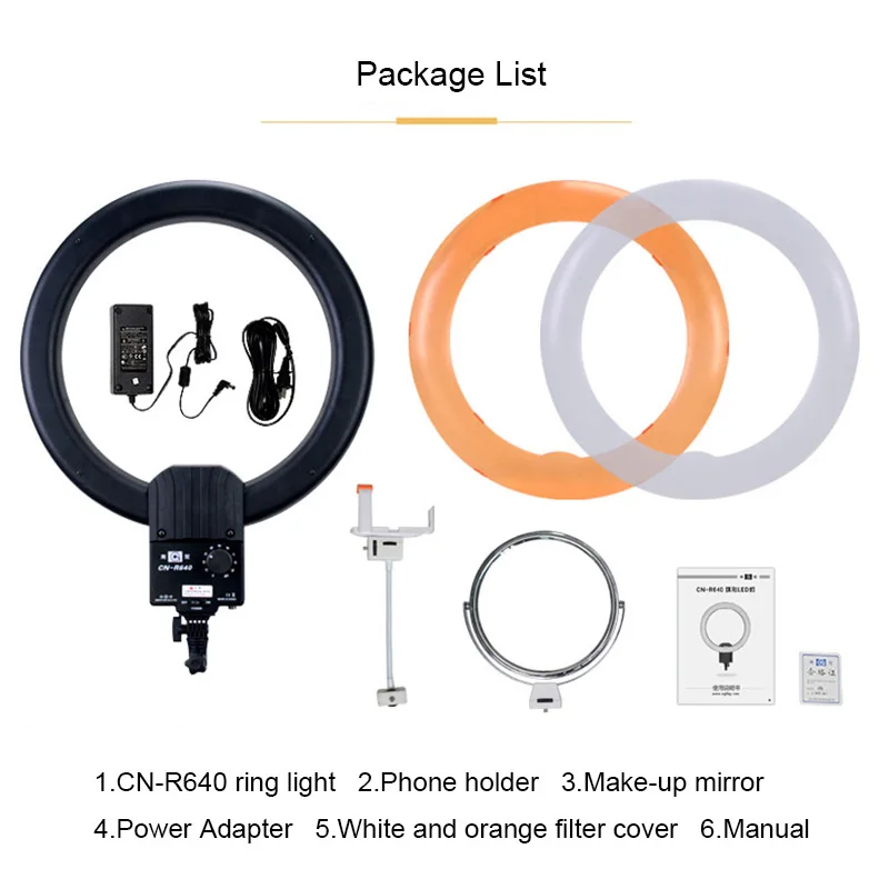 CN-R640 фотостудия 640 светодиодный непрерывный макро кольцо свет 5600 K день светодиодный светильник для DSLR видео-и фотокамера