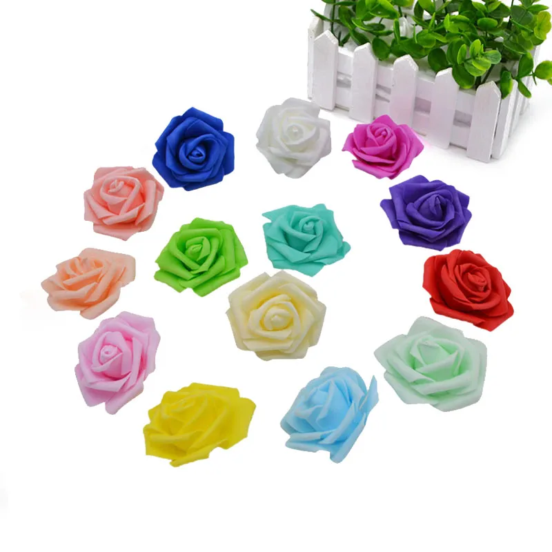 20pcs/Lot 6cm PE Foam Big Rose Flower Head Artificial Flowers Wedding Decorations DIY Scrapbooking Wreath Home Decor Crafts