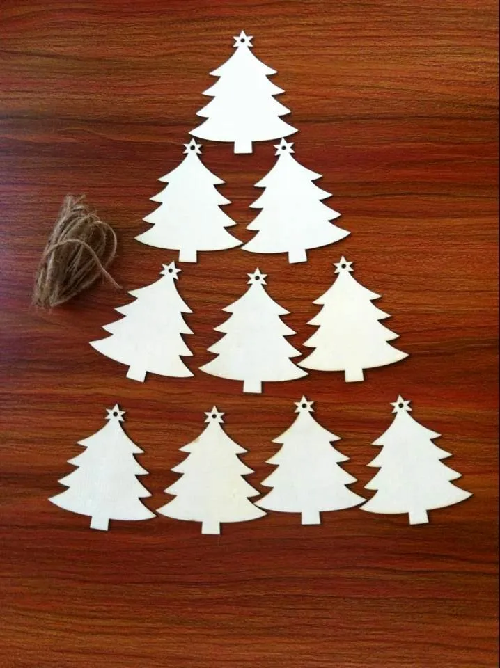 10 шт. деревянный Ёлки для подвешивания Рождество Tree Бланк Аксессуары подарок теги формы елка Декор