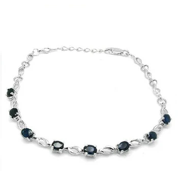 

2017 Sale Qi Xuan_Free Mail Dark Blue Stone Flower Bracelets_S925 Solid Silver Fashion Bracelets_Manufacturer Directly Sales