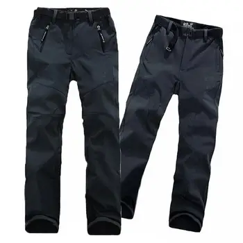 

Mounchain Men Leisure Straight Type Windproof Waterproof Breathable Warm Polar Fleece Trousers Down Pants Gray
