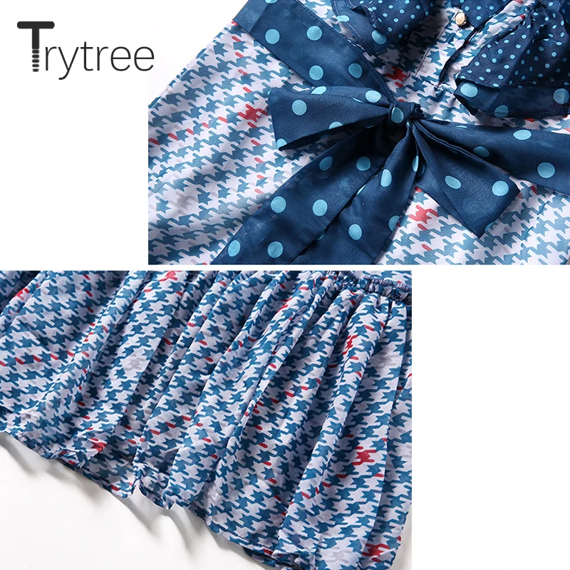 Женское Повседневное платье в горошек Trytree летнее рубашка с оборками и отложным