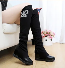 

Free shipping autumn boots rhinestones Ms. slope with flat boots boots