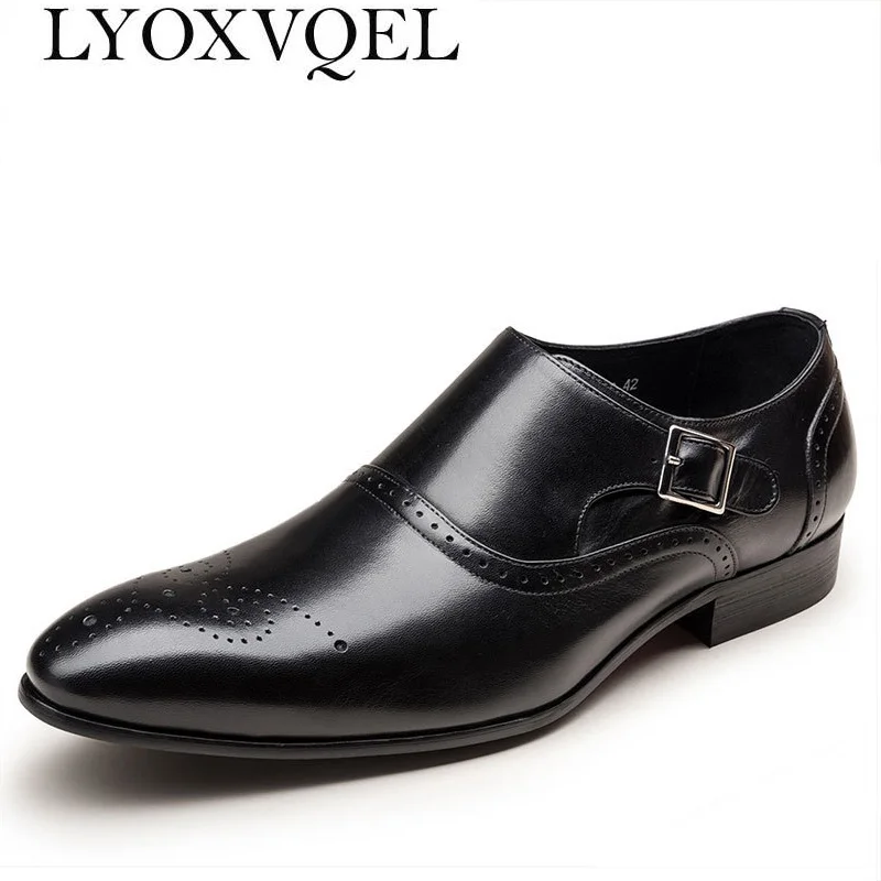 Formelle Oxford En Double Brown Brogue black Hommes Chaussures Mode Moine Cuir M162 De Vintage Robe Véritable Sangle Boucle Mariage IzfqwwZY