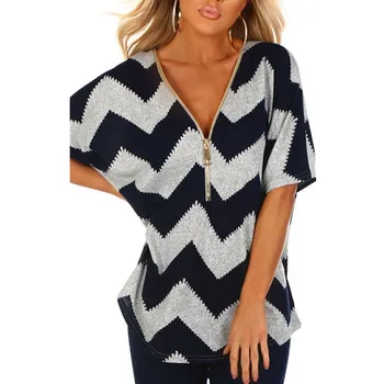 

Fashion Women Sexy wave zipper V neck knitting Sweater 2018 New hot Casual Tops Short Sleeve Loose Tops Sweaters women female