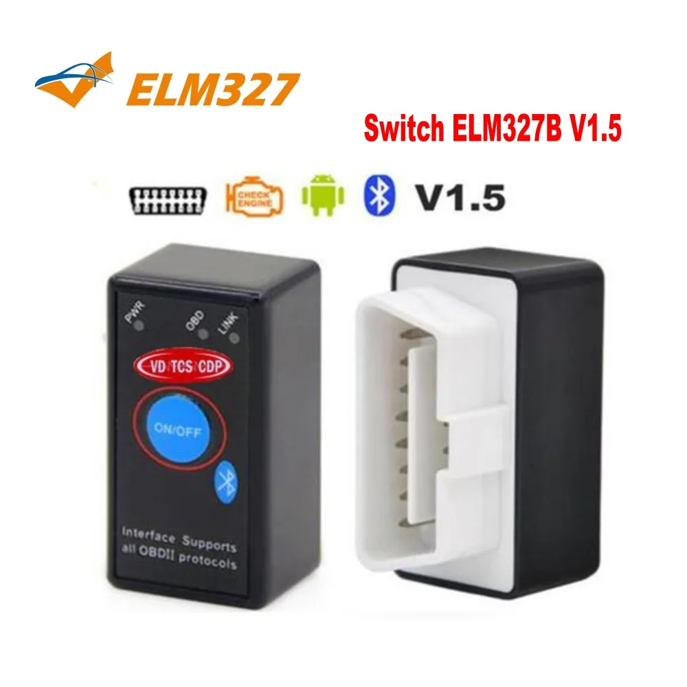Лучший мини ELM327 Bluetooth переключатель питания 327 V1.5 OBDII автоматический сканер