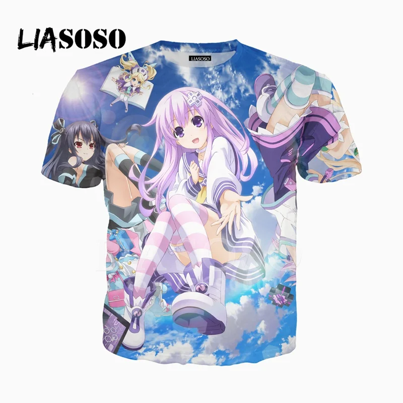 

LIASOSO 3D Print Unisex GAME Hyperdimension Neptunia Tshirt Summer T-shirt Hip Hop O-neck Casual Pullover Tee Tops X2176
