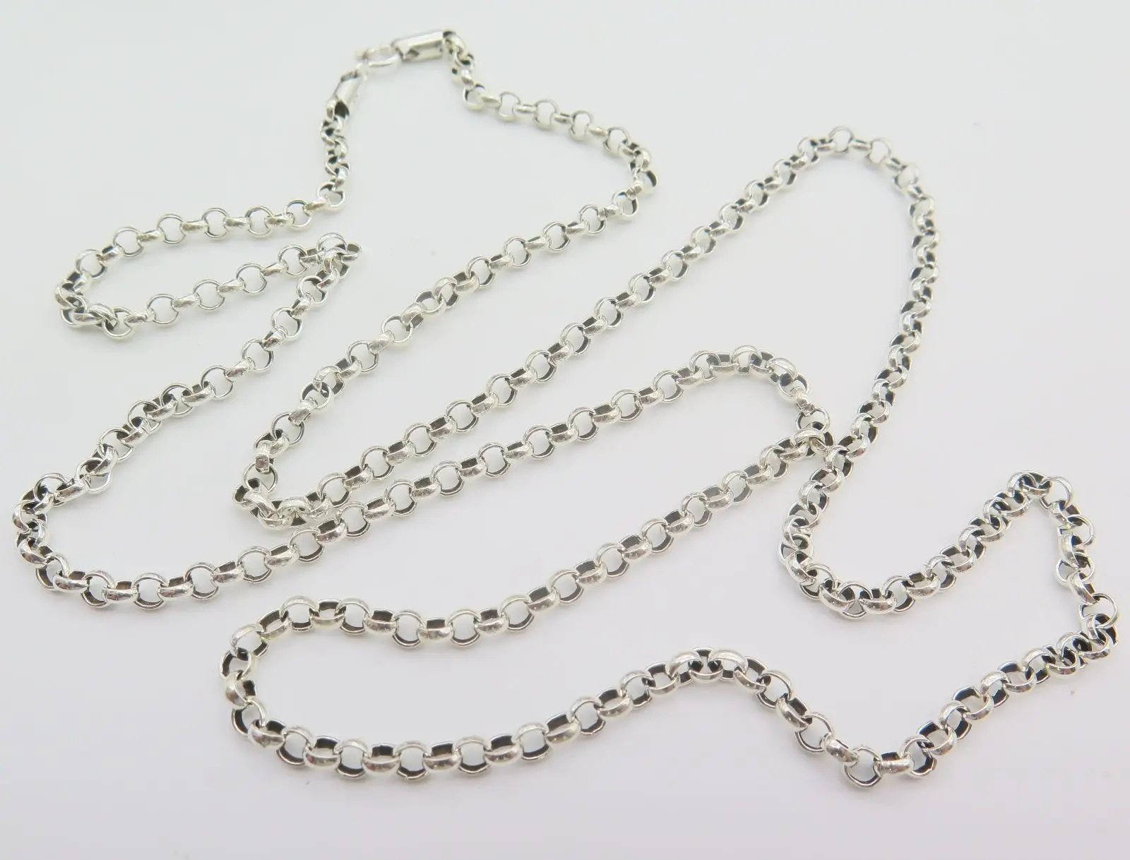 

Pure 925 Sterling Silver Necklace 3.5mm Rolo Link Chain Necklace 50cm to 90cm