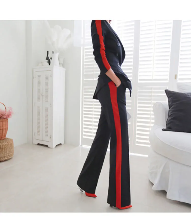 Комплект женской моды с длинными рукавами Темперамент из двух частей Женский костюм куртка+ тонкие брюки комплект осень и зима