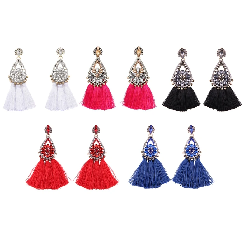 

2019 Statement Fashion Jewelry Charm Tassel Earrings Shiny Geometry Rhine stone Pandentes For Women Birthday Brincos Gifts