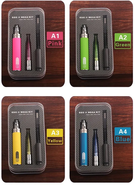 Original GS Ego II Mega Starter Kit Electronic Cigarette Ego II 2200mAh Battery GS H2 Atomizer Vape Vaporizer Pen Kit ECigs Original GS Ego II Mega Starter Kit Electronic Cigarette Ego II 2200mAh Battery GS H2 Atomizer Vape Vaporizer Pen Kit ECigs