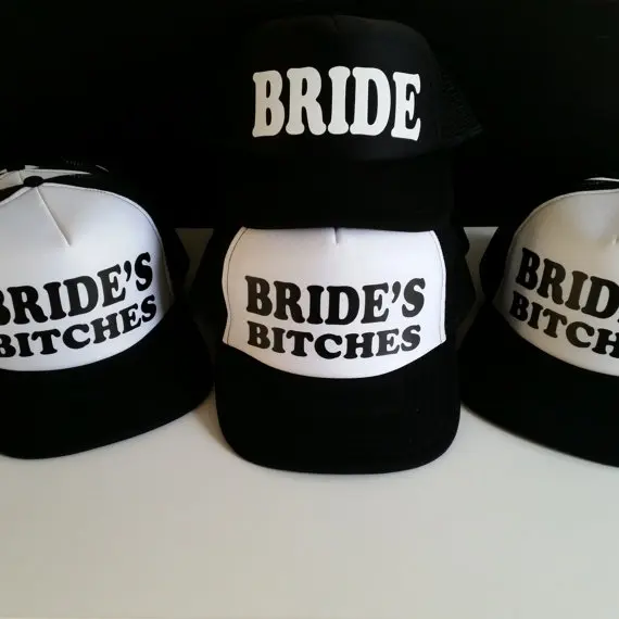 

customize Bride Bitches wedding bridesmaid Mesh Trucker Snapback trucker hats caps bridal shower party gifts favors