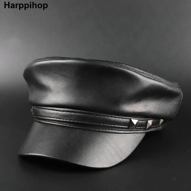 Harppihop* Весенние шапки из овечьей кожи, Повседневная Теплая мужская военная шапка, короткий край, Кадетская шапка для взрослых женщин