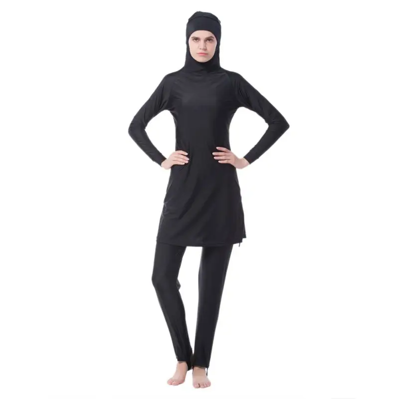 Ближнем Востоке Исламская мусульманин купальники традиционные хиджаб полное покрытие костюм модные однотонные Цвет Burkinis купальник для